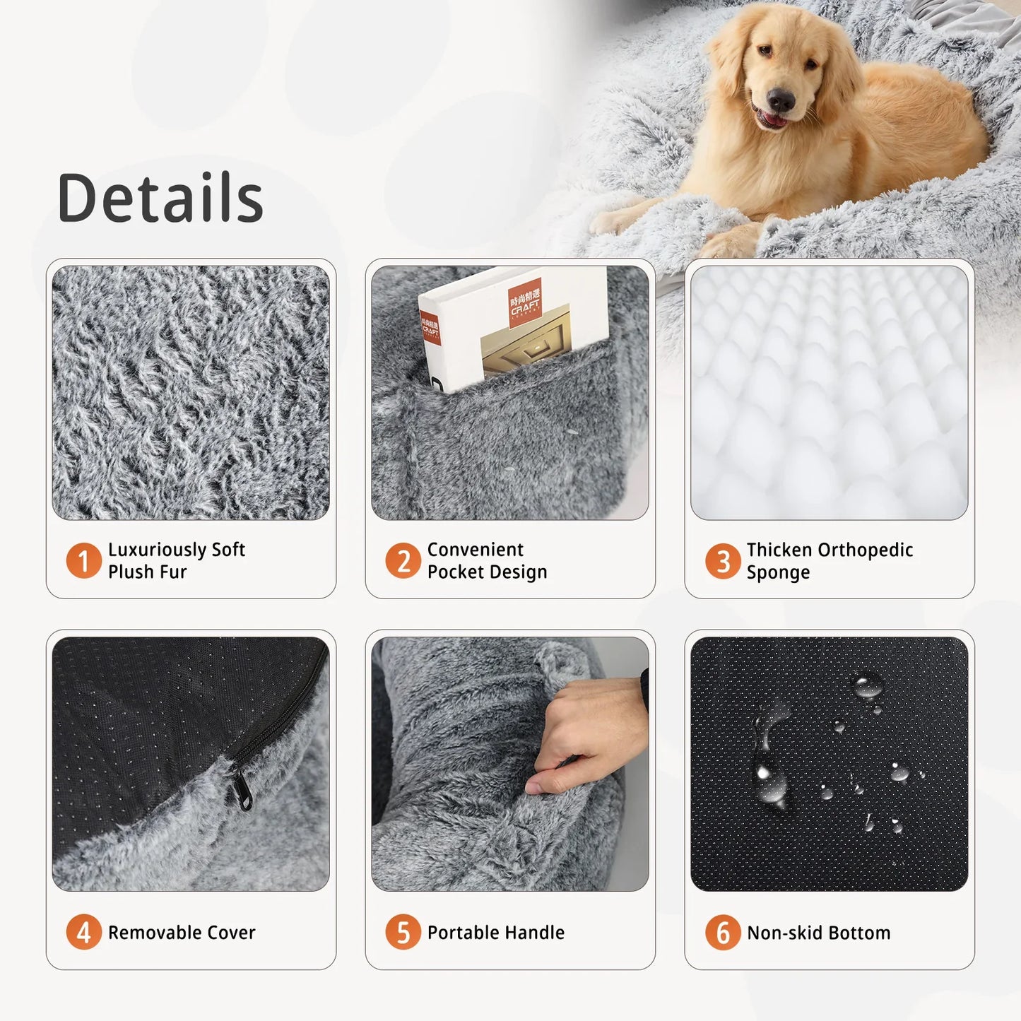 Human Size Large Dog Bed with Detachable Cover and Blanket - 66" (170CM)