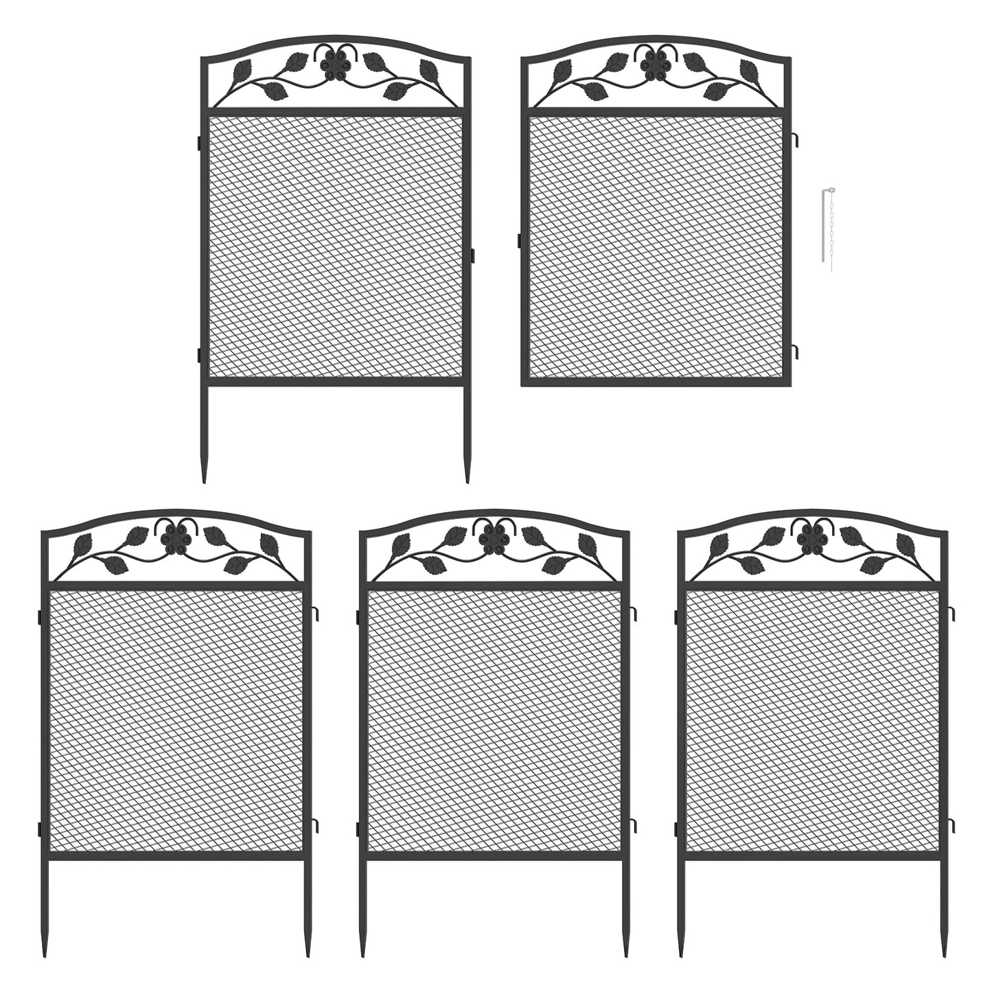 5pcs Heavy-Duty Iron Garden Fence Panels – Animal Barrier & Dog Playpen