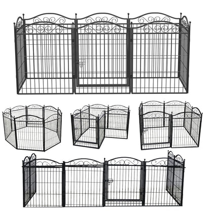 8-Panel Heavy-Duty Indoor & Outdoor Dog Pen with Gate