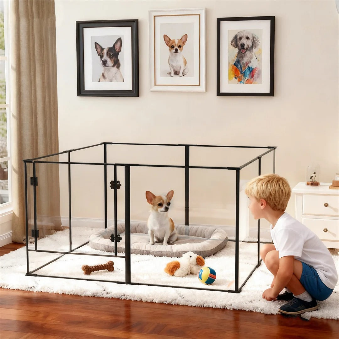 8-Panel Clear Indoor Dog Pen – 61 cm or 76.5 cm High