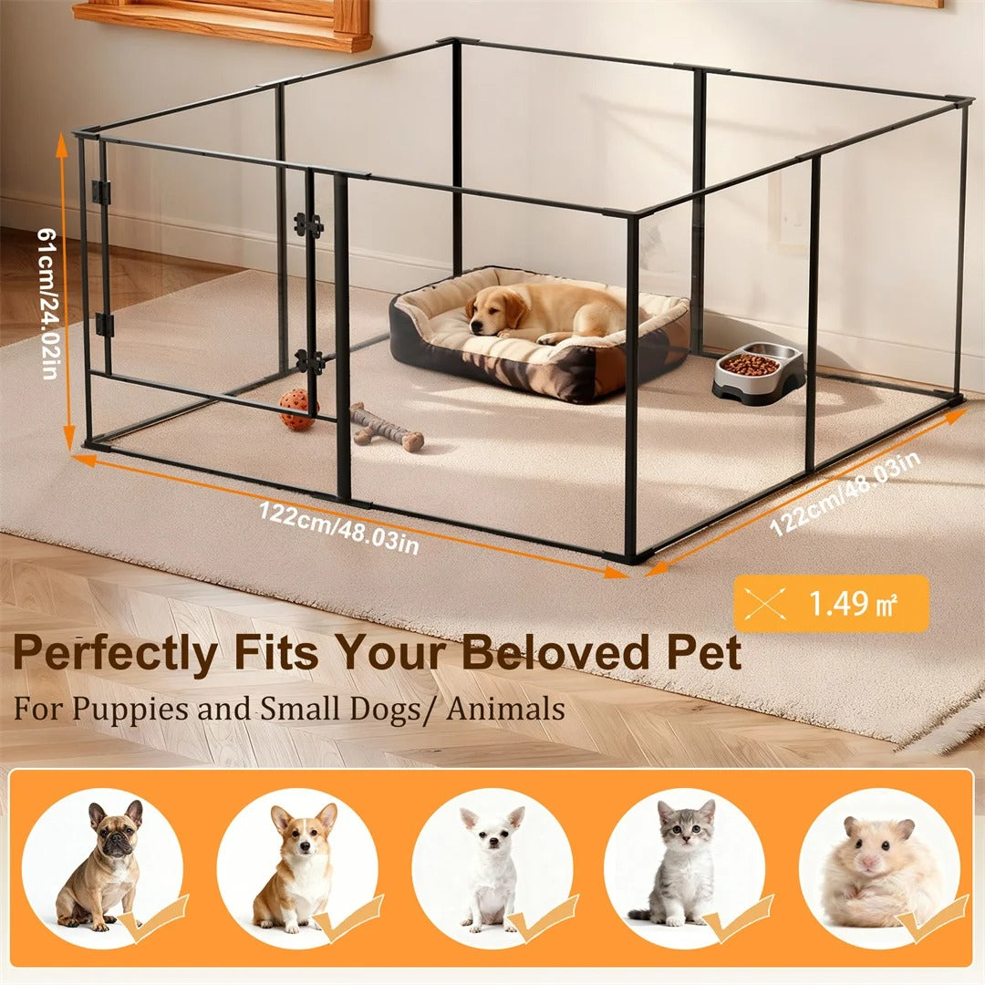 8-Panel Clear Indoor Dog Pen – 61 cm or 76.5 cm High