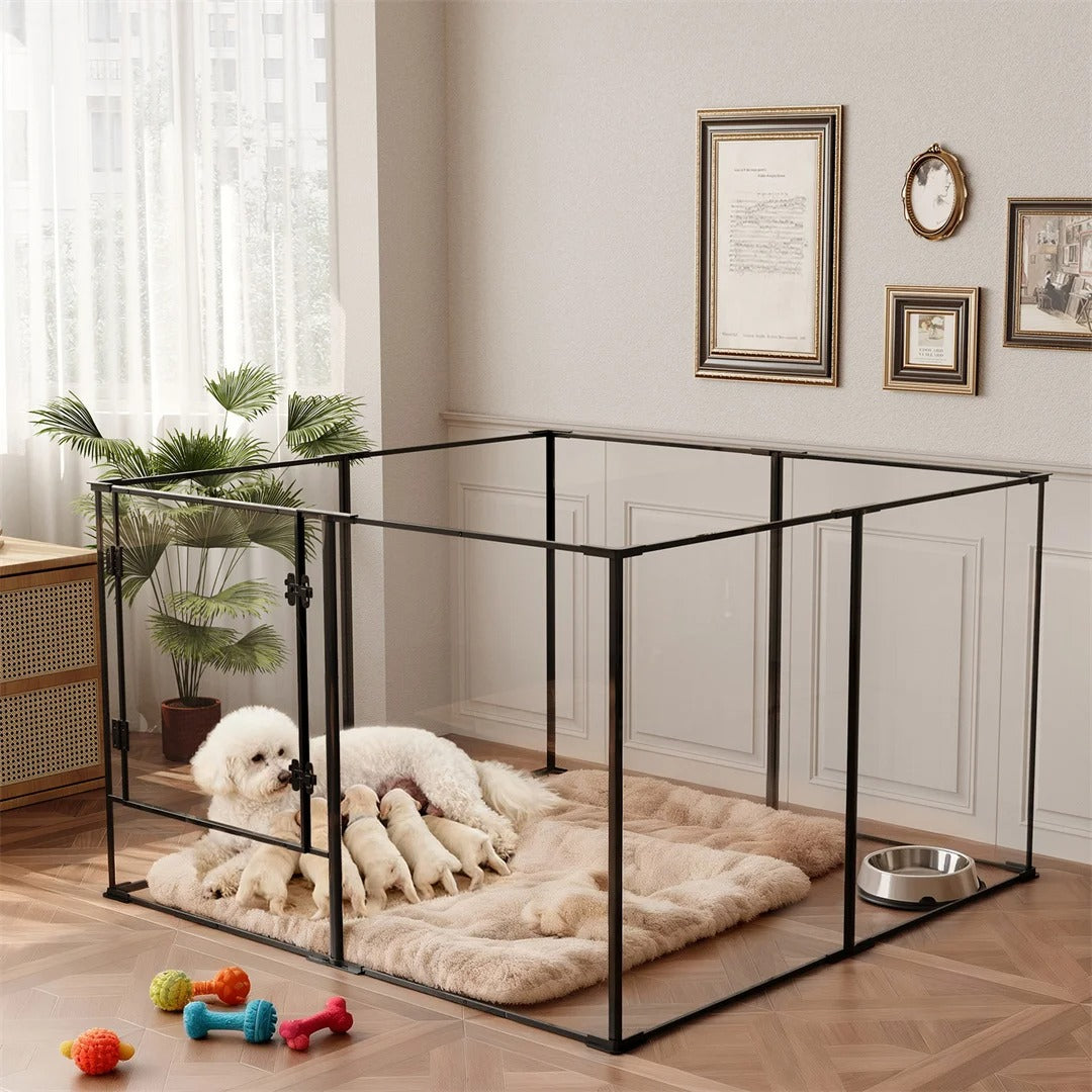 8-Panel Clear Indoor Dog Pen – 61 cm or 76.5 cm High