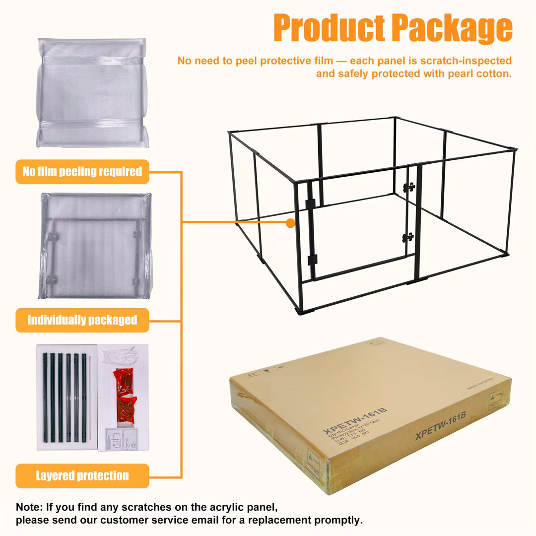 8-Panel Clear Indoor Dog Pen – 61 cm or 76.5 cm High