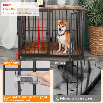 Three-Door Furniture-Style Dog Crate with Removable Tray