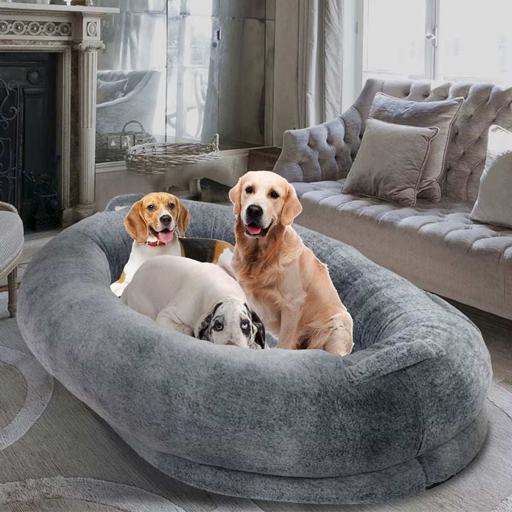 Human Size Large Dog Bed with Detachable Cover and Blanket - 66" (170CM)