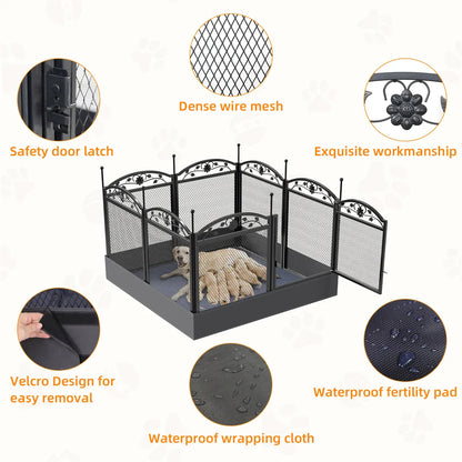 8-Panel Heavy Duty Metal Dog Playpen with Waterproof Pad - Indoor/Outdoor Whelping and Training Fence