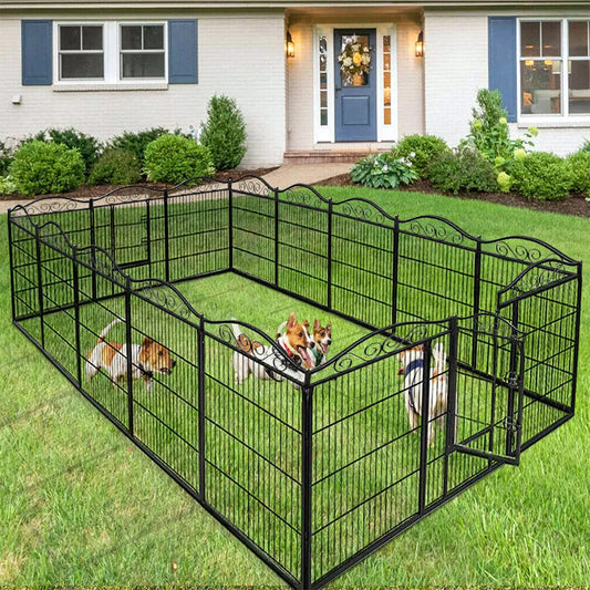 8-Panel Heavy Duty Metal Dog Playpen with Gate - Foldable Indoor/Outdoor Pet Fence