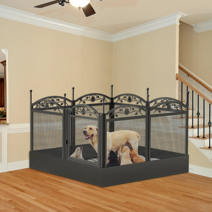 8-Panel Heavy Duty Metal Dog Playpen with Waterproof Pad - Indoor/Outdoor Whelping and Training Fence