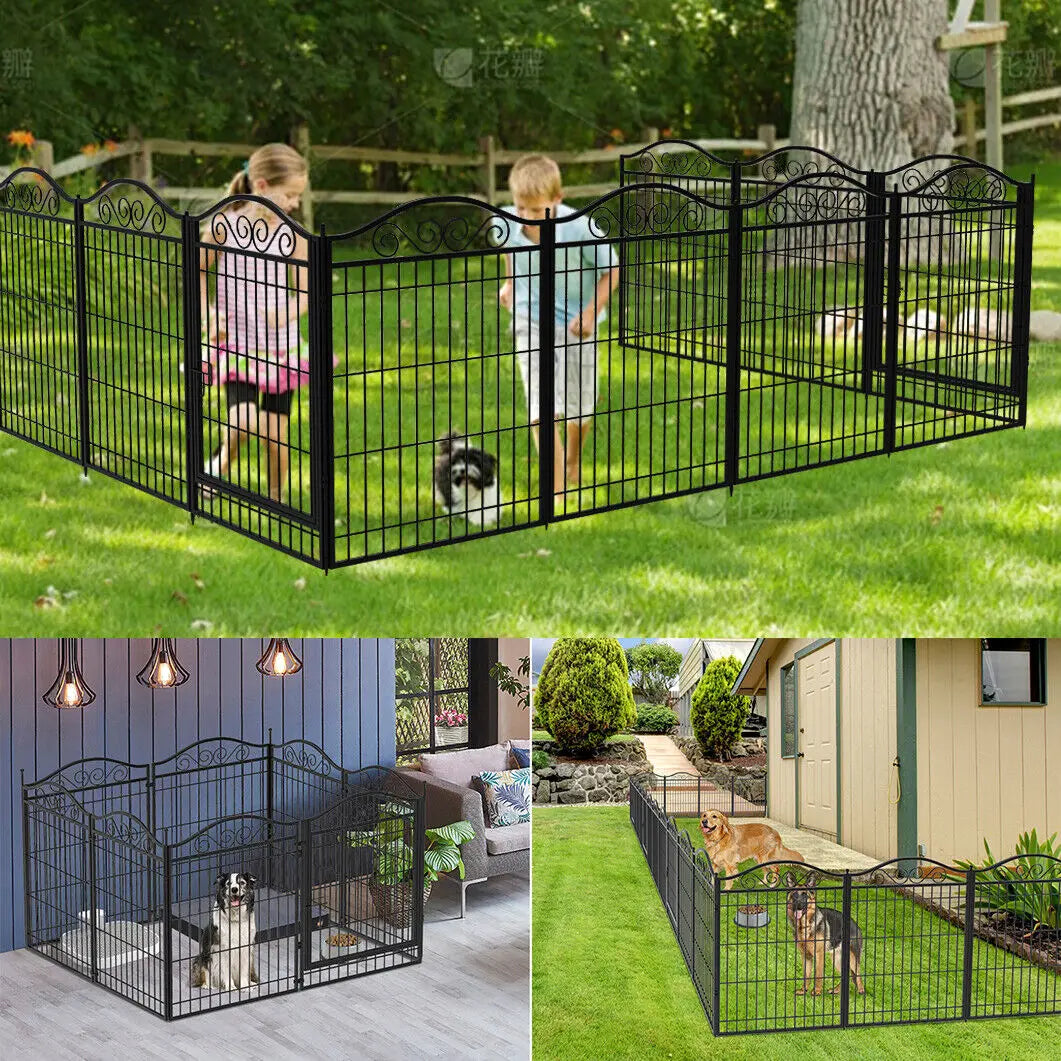 8-Panel Heavy Duty Metal Dog Playpen with Gate - Foldable Indoor/Outdoor Pet Fence