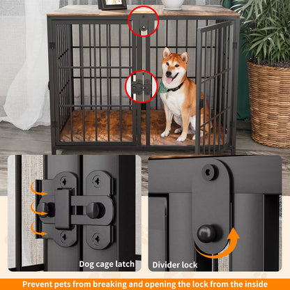 Three-Door Furniture-Style Dog Crate with Removable Tray