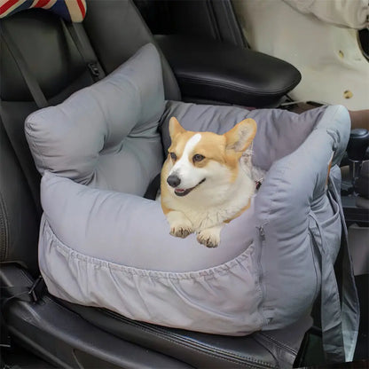 Washable Dog Car Seat with Safety Belt - Pet Booster Nest Cushion for Travel, Sofa Bedding for Dogs and Cats