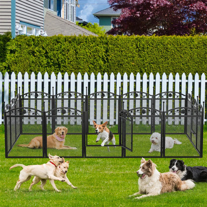 8-Panel Heavy Duty Metal Dog Playpen with Waterproof Pad - Indoor/Outdoor Whelping and Training Fence