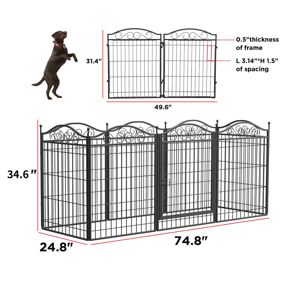 8-Panel Heavy-Duty Indoor & Outdoor Dog Pen with Gate