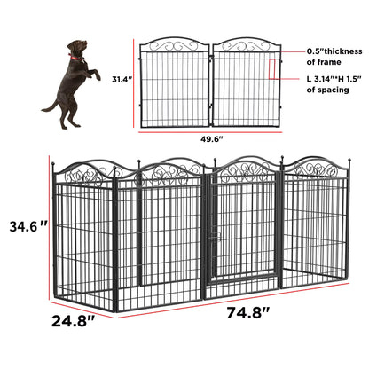 8-Panel Heavy-Duty Indoor & Outdoor Dog Pen with Gate