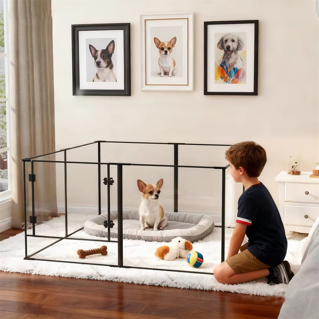 8-Panel Clear Indoor Dog Pen – 61 cm or 76.5 cm High