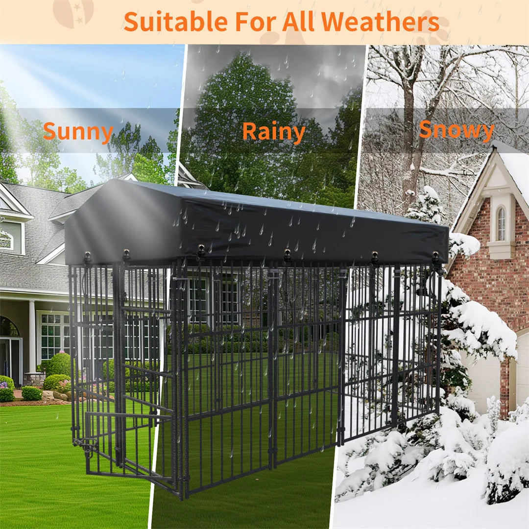 165cm Heavy Duty Dog Kennel - Welded Metal Playpen for Large Pets, Indoor/Outdoor Use