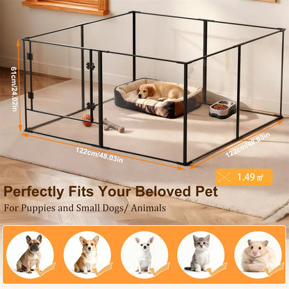 8-Panel Clear Indoor Dog Pen – 61 cm or 76.5 cm High