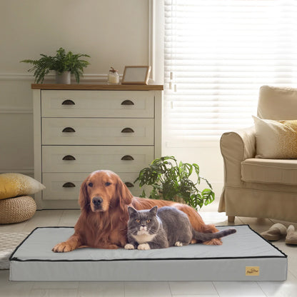 Orthopedic Dog Bed - Soft Foam Base, Calming Gray Pet Bed for Crates and Kennels with Removable Cover, Sizes L to 3XL