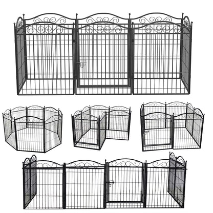 8-Panel Heavy-Duty Indoor & Outdoor Dog Pen with Gate