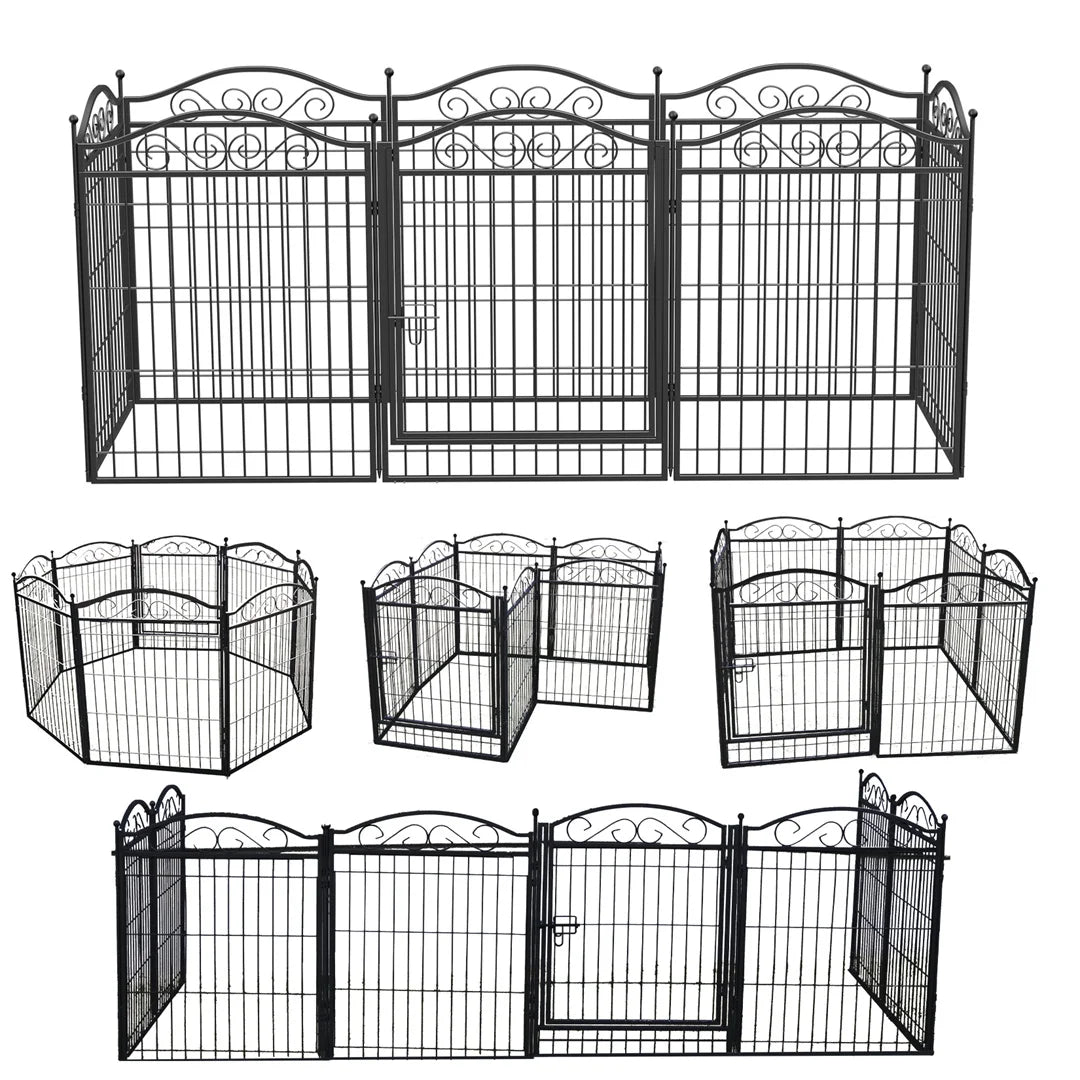 8-Panel Heavy Duty Metal Dog Playpen with Gate - Foldable Indoor/Outdoor Pet Fence