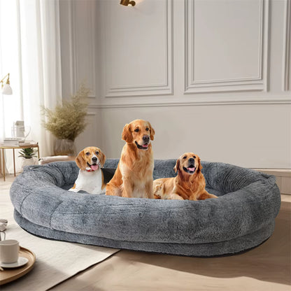 Human Size Large Dog Bed with Detachable Cover and Blanket - 66" (170CM)