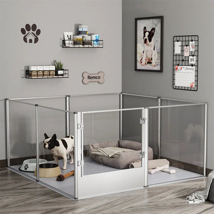 Clear Acrylic Dog Whelping Pen & Pet Playpen with Waterproof Floor Pad - Suitable for Guinea Pigs, Hedgehogs, and Hamsters