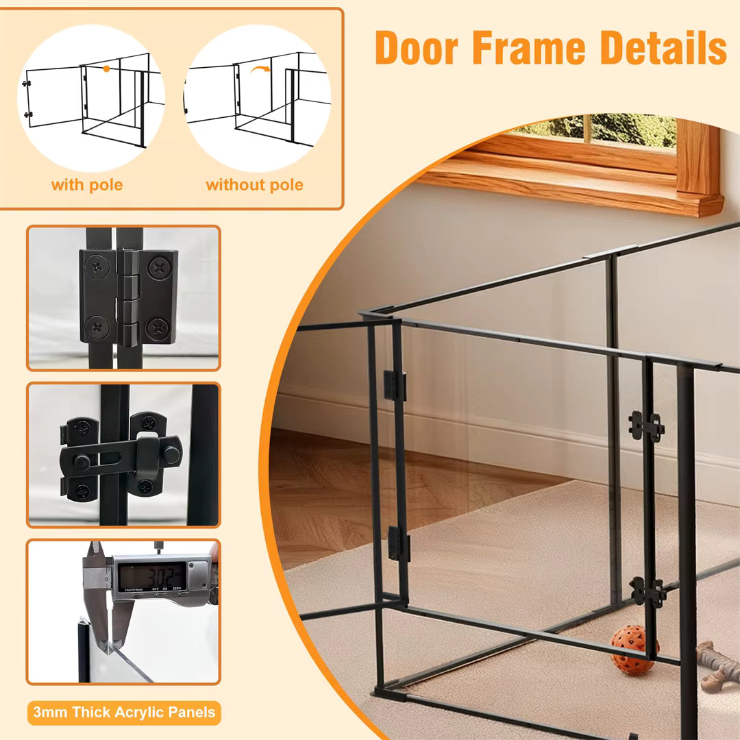 8-Panel Clear Indoor Dog Pen – 61 cm or 76.5 cm High