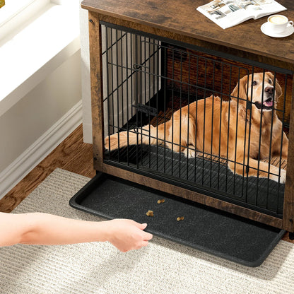 Spacious Wooden Dog Crate End Table - Indoor Pet Kennel Furniture, Medium and Large Sizes, Brown