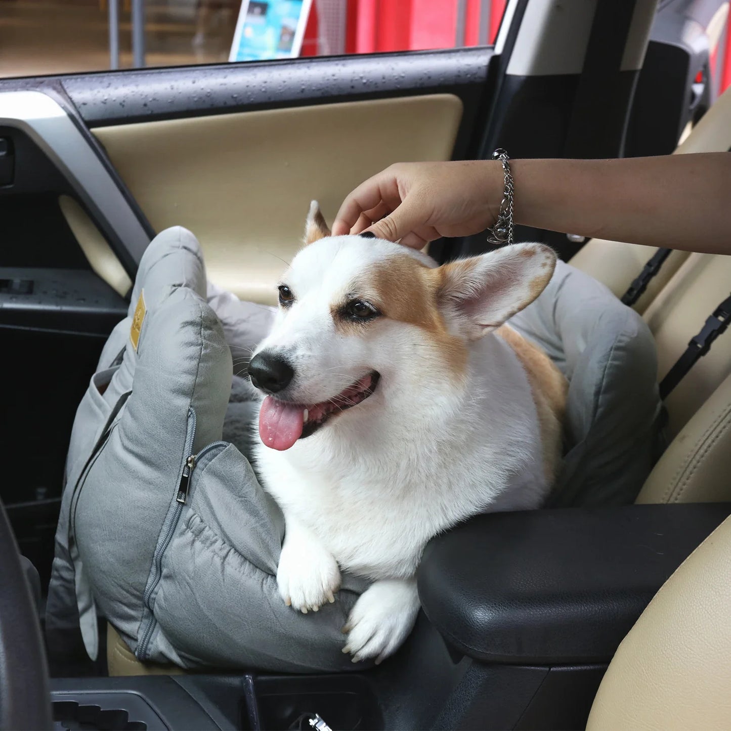 Washable Dog Car Seat with Safety Belt - Pet Booster Nest Cushion for Travel, Sofa Bedding for Dogs and Cats