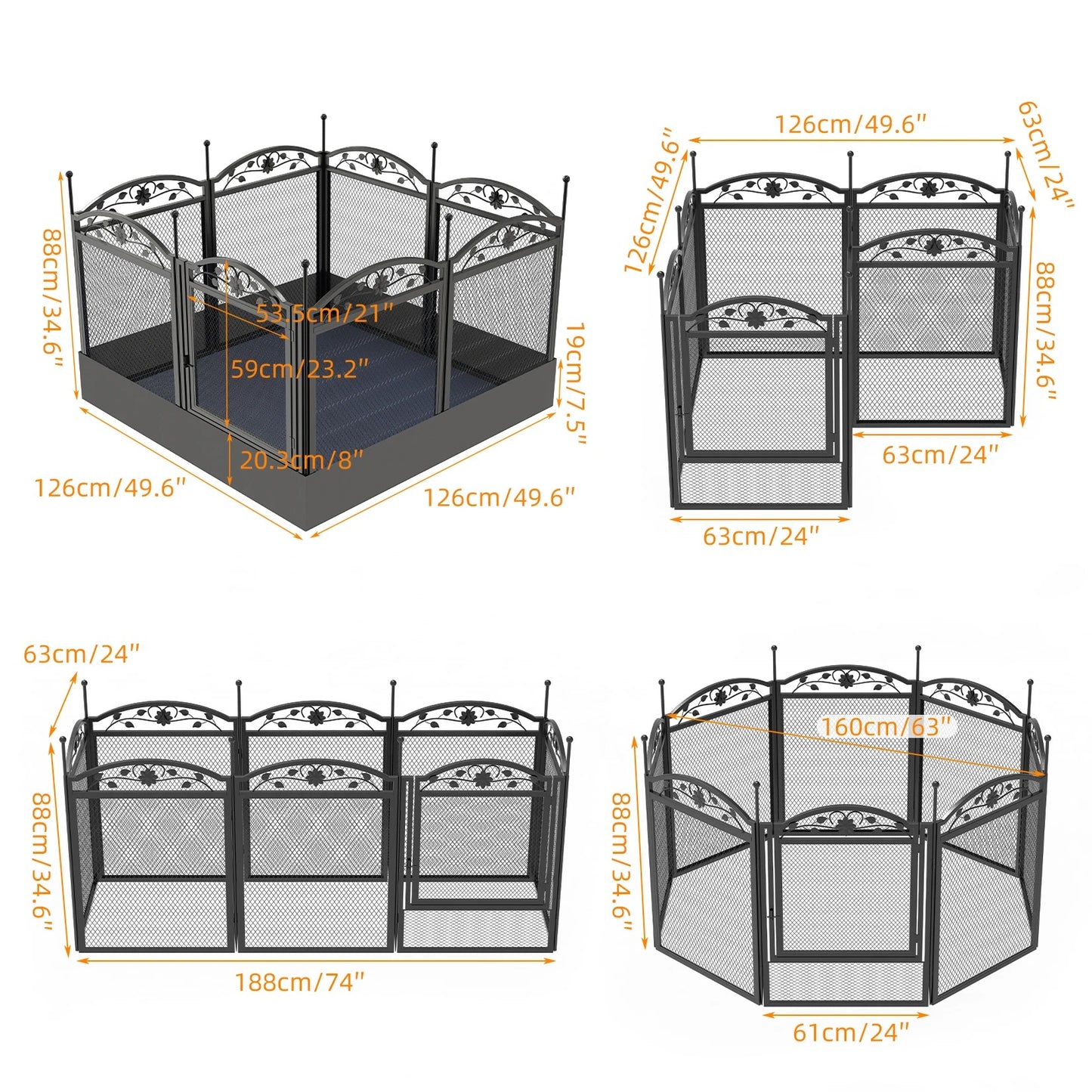 8-Panel Heavy-Duty Indoor & Outdoor Dog Pen with Gate