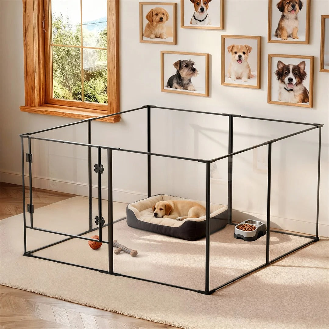 8-Panel Clear Indoor Dog Pen – 61 cm or 76.5 cm High