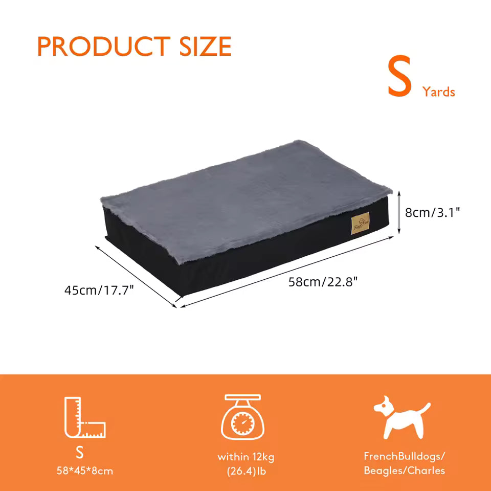 Small size pet bed measuring 58x45x8cm for dogs under 12kg.